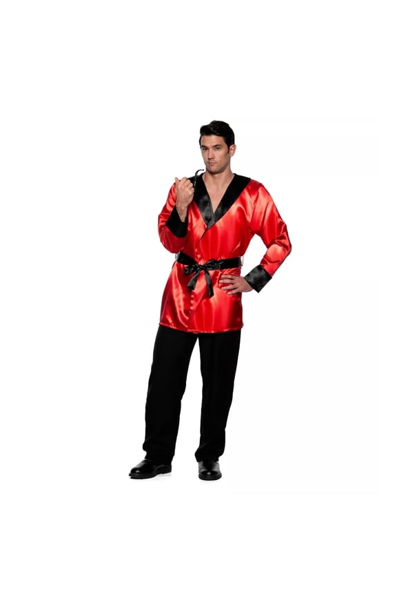 Red Satin Smoking Jacket Adult Costume | Standard Male