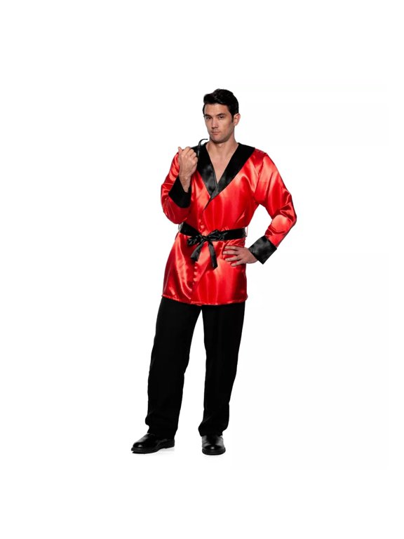 Red Satin Smoking Jacket Adult Costume | Standard Male