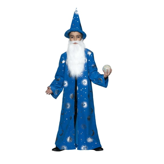 Underwraps Wizard Costume for Children with Robe, Hat, and Beard, Boys 4-6 Years, Small