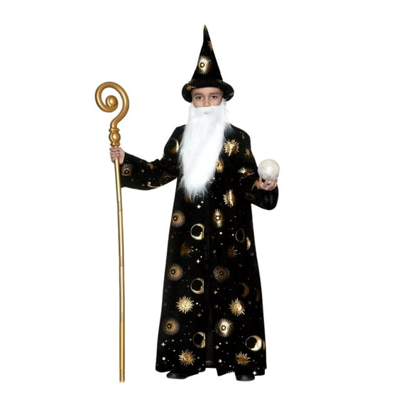Underwraps Wizard Robe Boy's Costume with Open Front Robe for 4-12 Years, Small-Medium-Large