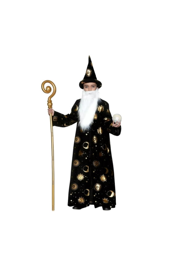 Wizard Robe Boy's Costume with Open Front Robe for 4-12 Years, Small-Medium-Large