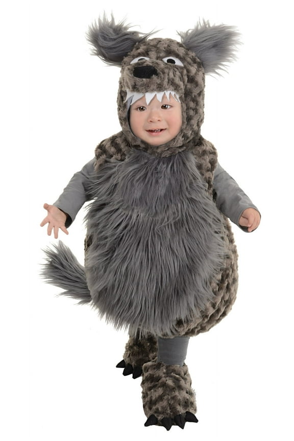 Wolf Fancy-Dress Costumes for Boys Halloween with Plush Swirl Fur Body for Toddlers, 4-6