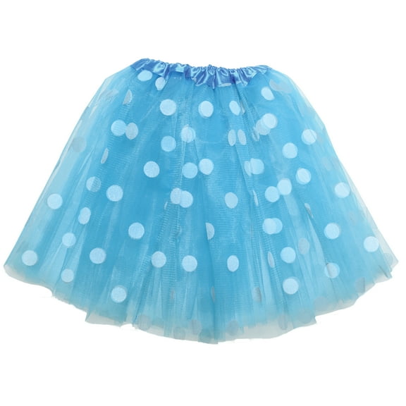 Underwraps Women's 3-Layer Tutu - Halloween Costume with Blue Polka Dots, Dress Up for Women, Accessories for Costume, Cosplay Event Skirt