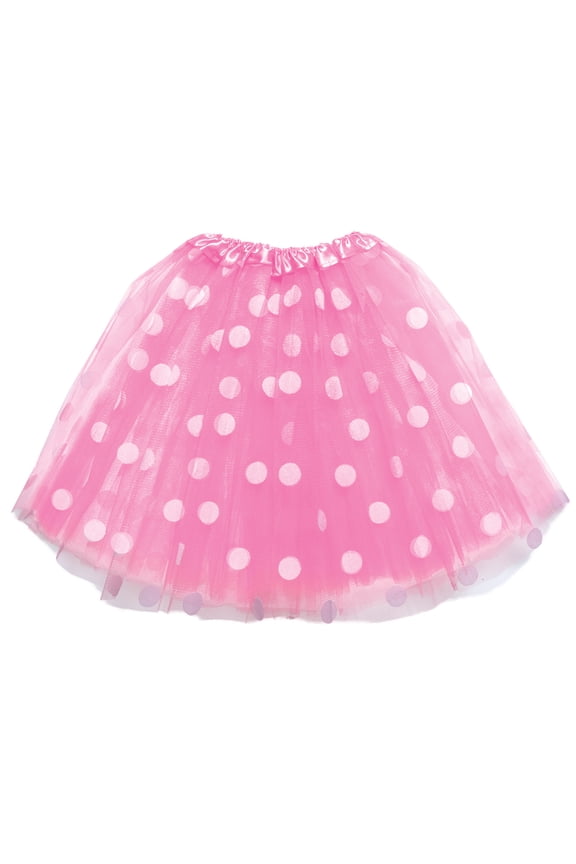 Women's 3-Layer Tutu - Halloween Costume with Pink Polka Dots, Dress Up for Women, Accessories for Costume, Cosplay Event Skirt