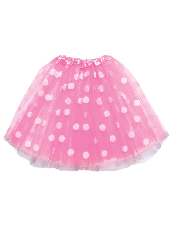 Women's 3-Layer Tutu - Halloween Costume with Pink Polka Dots, Dress Up for Women, Accessories for Costume, Cosplay Event Skirt