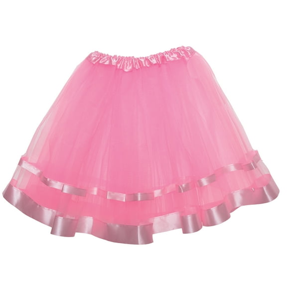 Underwraps Women's 3-Layer Tutu - Halloween Costume with Pink Ribbon, Dress Up for Women, Accessories for Costume, Cosplay Event Skirt