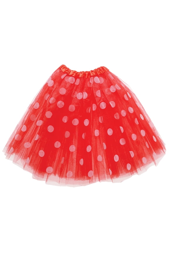 Women's 3-Layer Tutu - Halloween Costume with Red Polka Dots, Dress Up for Women, Accessories for Costume, Cosplay Event Skirt