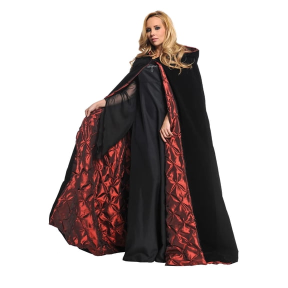 Underwraps Women's 63" Black & Orange Velvet Cape Costume Accessory
