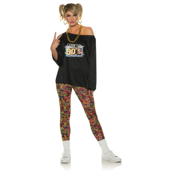 Underwraps Women's 90'S Halloween Leggings - 70s 80s 90s Halloween Accessories, Hip Hop Leggings for Dress Up, Cosplay Accessories