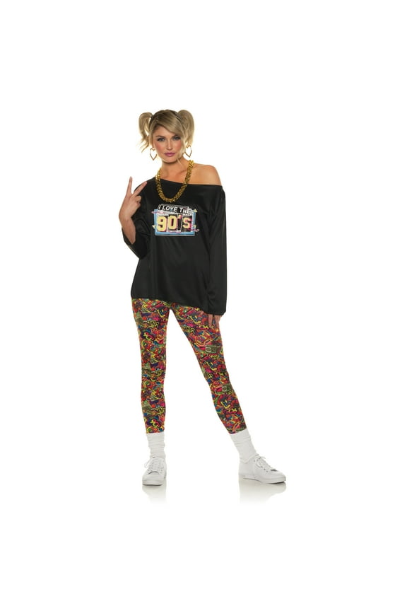 Women's 90'S Halloween Leggings - 70s 80s 90s Halloween Accessories, Hip Hop Leggings for Dress Up, Cosplay Accessories