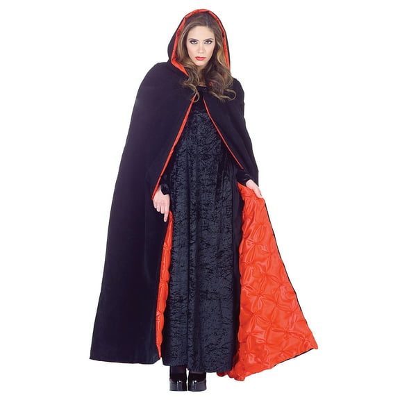 Underwraps 63" Deluxe Velvet & Satin Cape w/Embossed Lining Adult: Black & Red One Size Unisex