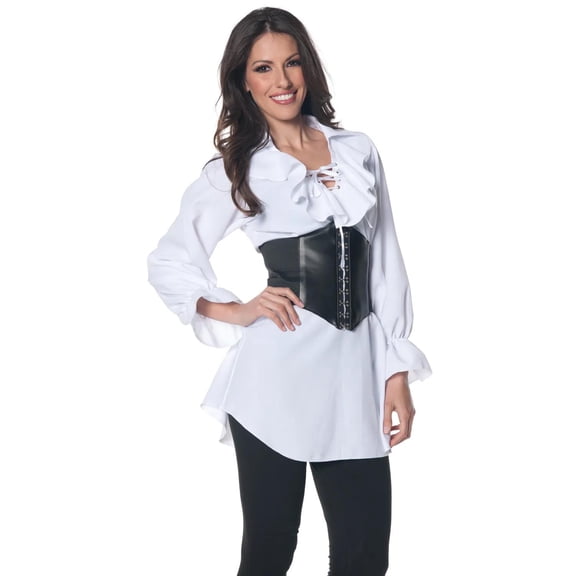 Underwraps Pirate Laced Front Blouse Women's Halloween Fancy-Dress Costume for Adult, S (4-6)