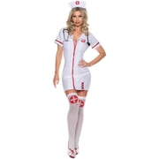 Underwraps Women's Sexy Nurse Costume Dress Set, Zip Front White Minidress with Hat for Cosplay, Halloween Party, Roleplay Outfit, Nurse Costume Small 4-6
