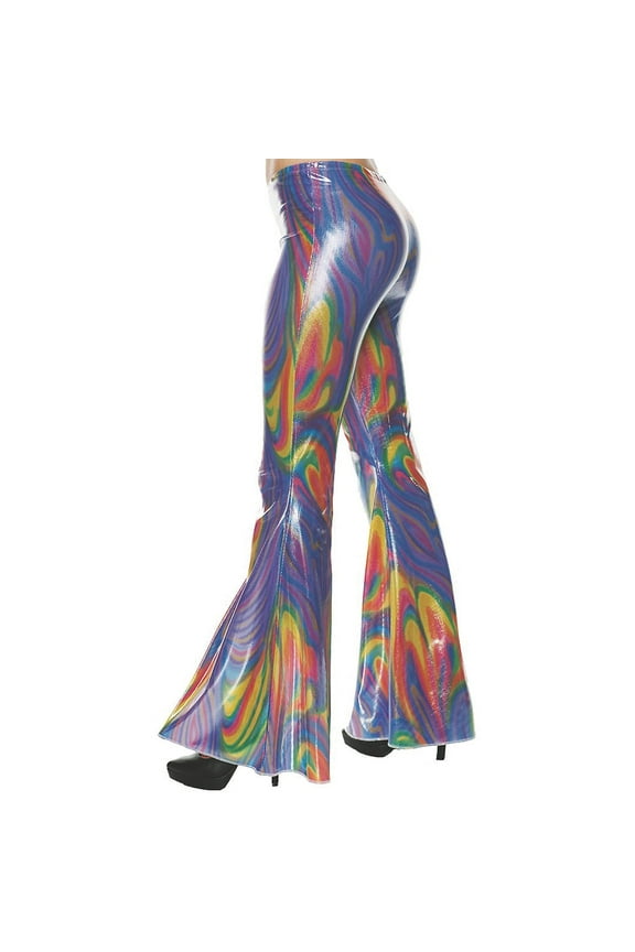 Womens 70s Swirl Bell Bottom Pants Costume - Size Small/Medium