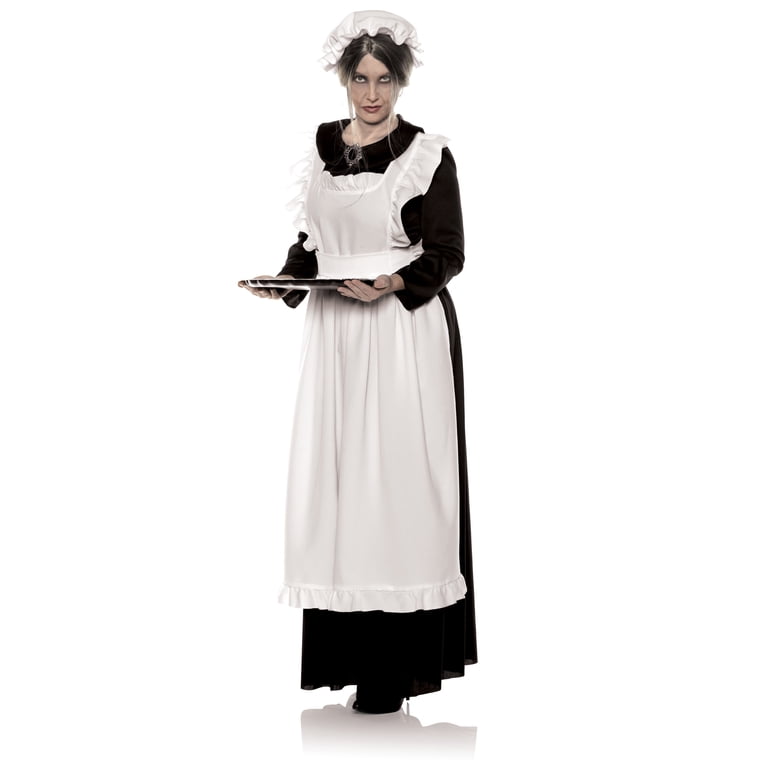 Underwraps Women's Old Maid Costume - Classic Maid Dress for Dress Up,  Scary Cosplay Dress for Women, With Attached Apron & Cap