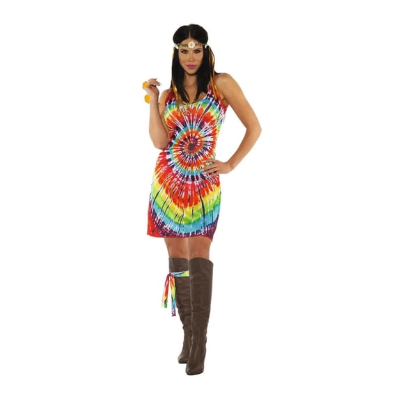 Underwraps Womens Tie Dye Mini Dress Costume - Size Large