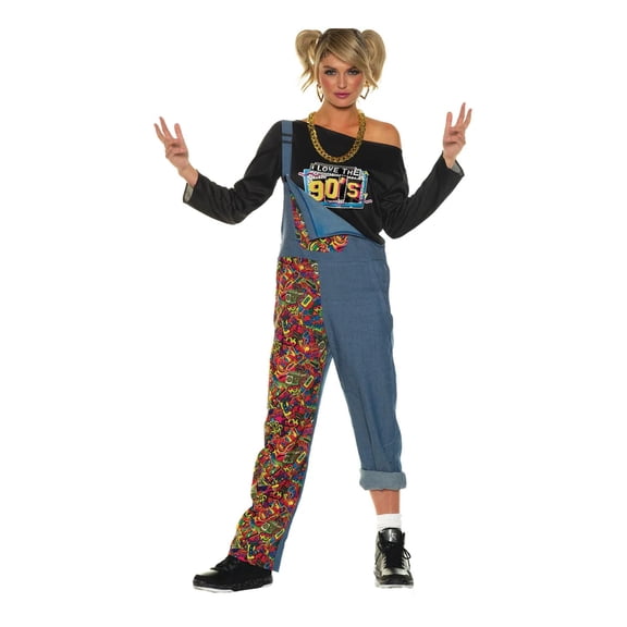 Underwraps Womens Word Up 1990's Overalls Costume - Size Small