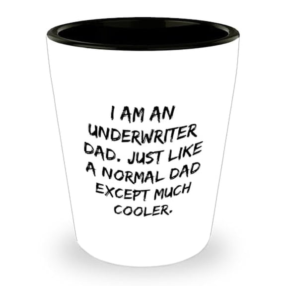 Underwriter Dad Humor Shot Glass, Gifts from Dad to Underwriter, 1.5oz Ceramic, Birthday Unique Father's Day Unique Gift