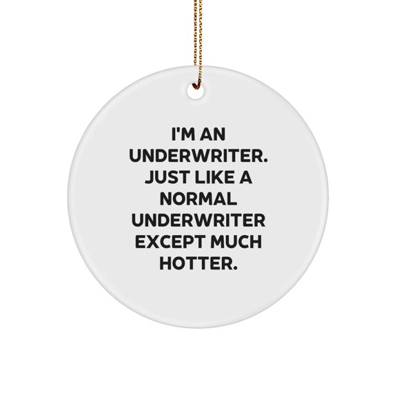 Underwriter Gifts, Funny Circle Ornament from Friends, 'I'm An Underwriter. Just Like A Normal Underwriter Except Much Hotter.' Christmas Memorable Presents for Underwriter Men or Women