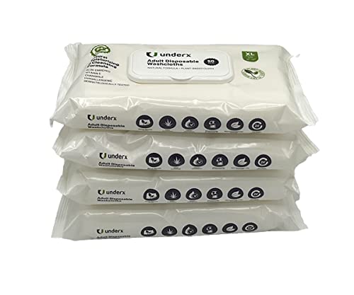 Underx Disposable Washcloths - Body Cleansing Wipes for Adults