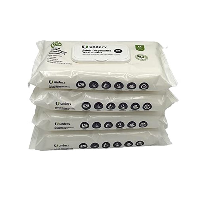 Underx Disposable Washcloths Body Cleansing Wipes for Adults