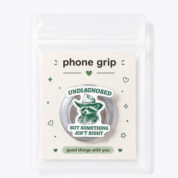 Undiagnosed But Something Ain't Right Phone Grip Funny Raccoon Meme Phone Holder Magnetic Phone Stand Humor Gift Accessory