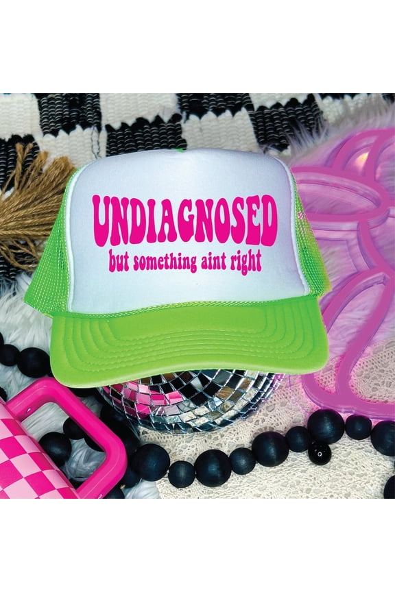 Undiagnosed- Neon Green & White Unisex Otto Trucker Hat