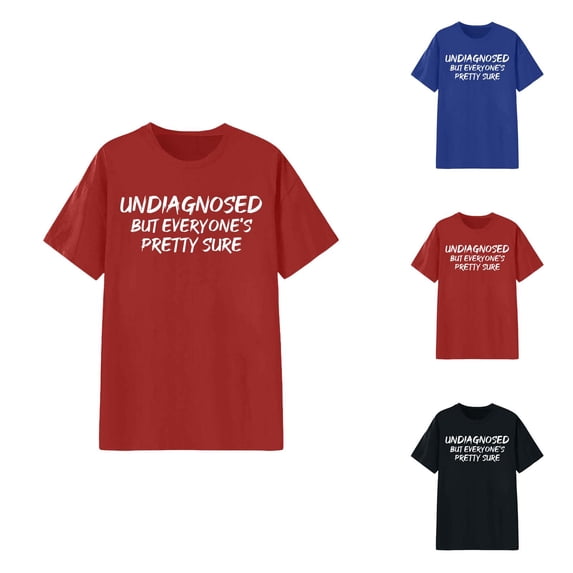 Undiagnosed but Everyone's Pretty Sure Graphic Tees for Women 2026 Summer Casual Short Sleeve Crewneck Funny T Shirts