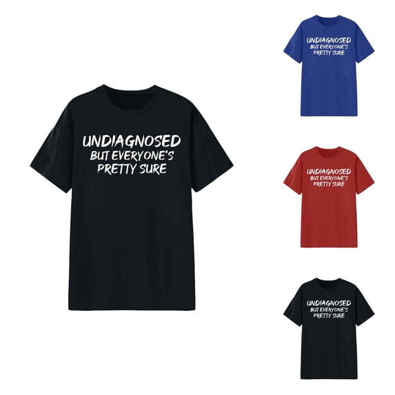 Undiagnosed but Everyone's Pretty Sure Graphic Tees for Women 2026 Summer Casual Short Sleeve Crewneck Funny T Shirts