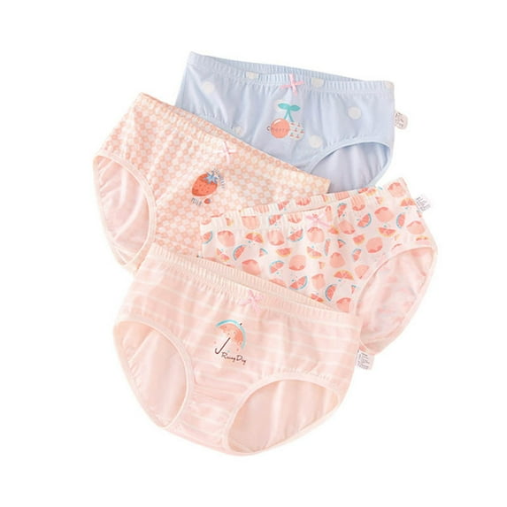 Undies for Girls Size 6-8 Fashion Personality Cute Cartoon Comfortable Soft Underwear Briefs Trunks 4 Pack Cotton Shorts Kids Underpants Blue 3-4 Years