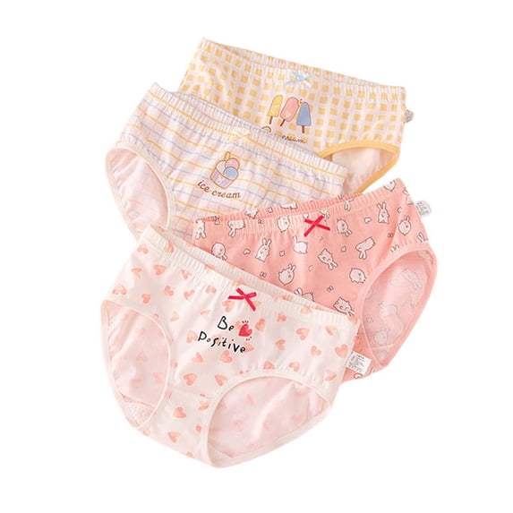 Undies for Girls Size 6-8 Fashion Personality Cute Cartoon Comfortable Soft Underwear Briefs Trunks 4 Pack Cotton Shorts Kids Underpants Dark 5-6 Years