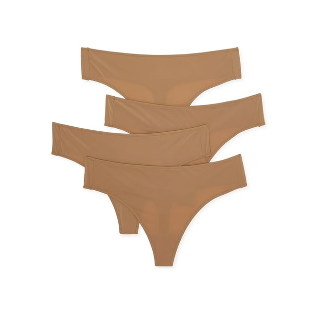 Undies.com Women's Classic Microfiber Thong Panties, 4-Pack