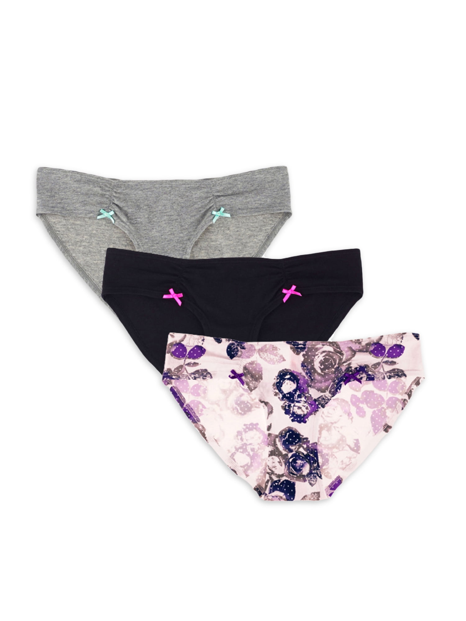 Women's Cotton Ruched Bikini Underwear, 3 Pack