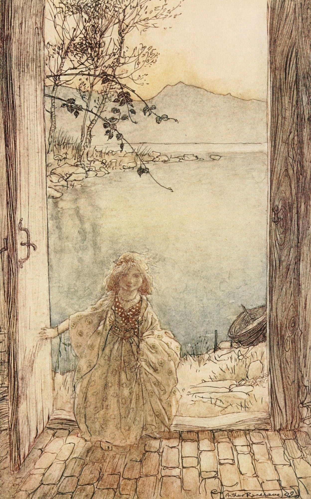 Undine 1909 Beautiful little girl Canvas Art - A Rackham (18 x 24)