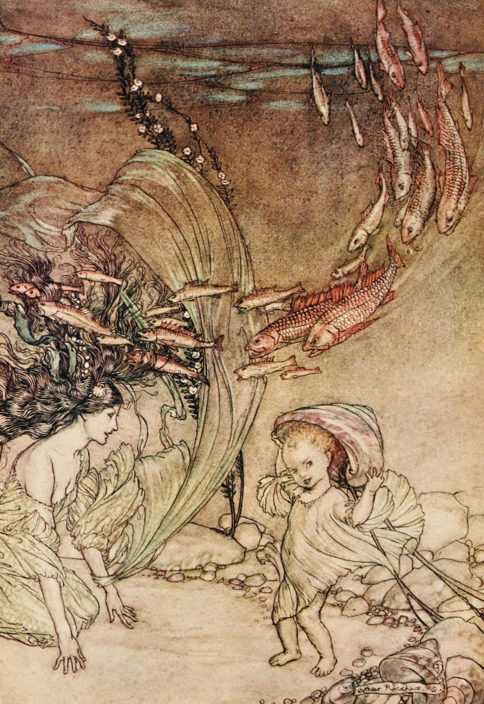 Undine 1909 Infancy of Undine Canvas Art - A Rackham (18 x 24)