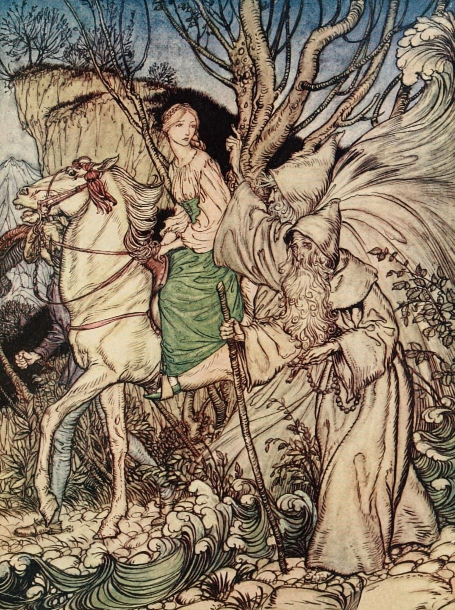 Undine 1909 Little Niece said Kuhleborn Canvas Art - A Rackham (18 x 24)