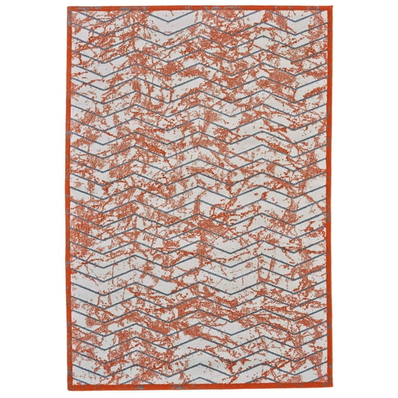 Undira Bright Contempoirary Print, Bright Orange/Ivory, 2ft-2in x 4ft Accent Rug