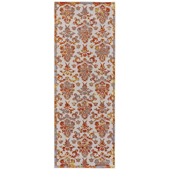 Undira Bright Contemporary Print, Orange/Ivory 2ft-10in x 7ft-10in, Runner