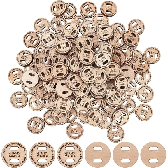 Undyed Wood Connectors Charms Laser Cut Falt Round with Word Handmade Blanched Almond 20x3.5mm Hole: 3x7mm 200pcs/bag