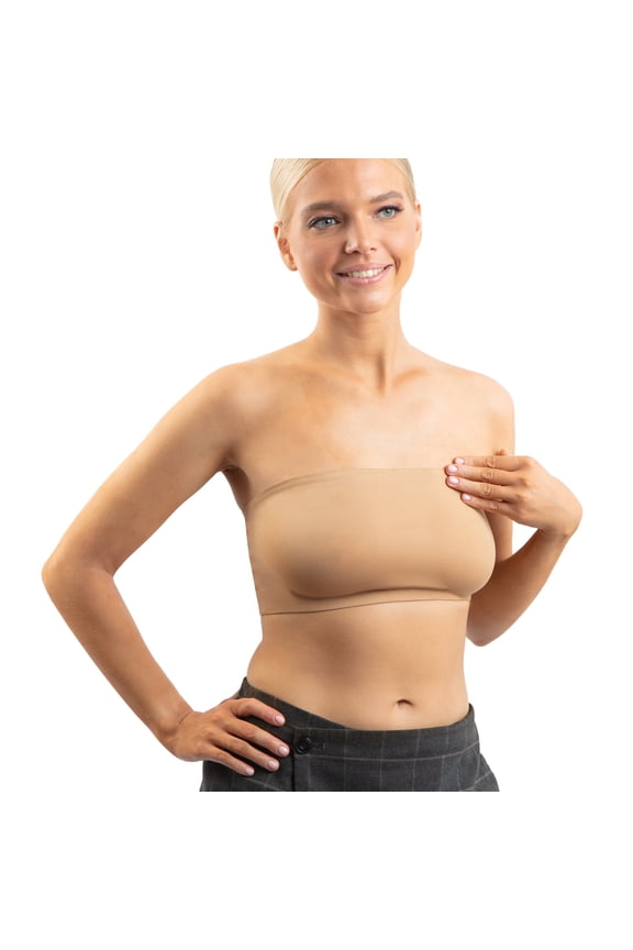 Casual Women's Nude Strapless Bandeau Bra, 1-Pack, Large