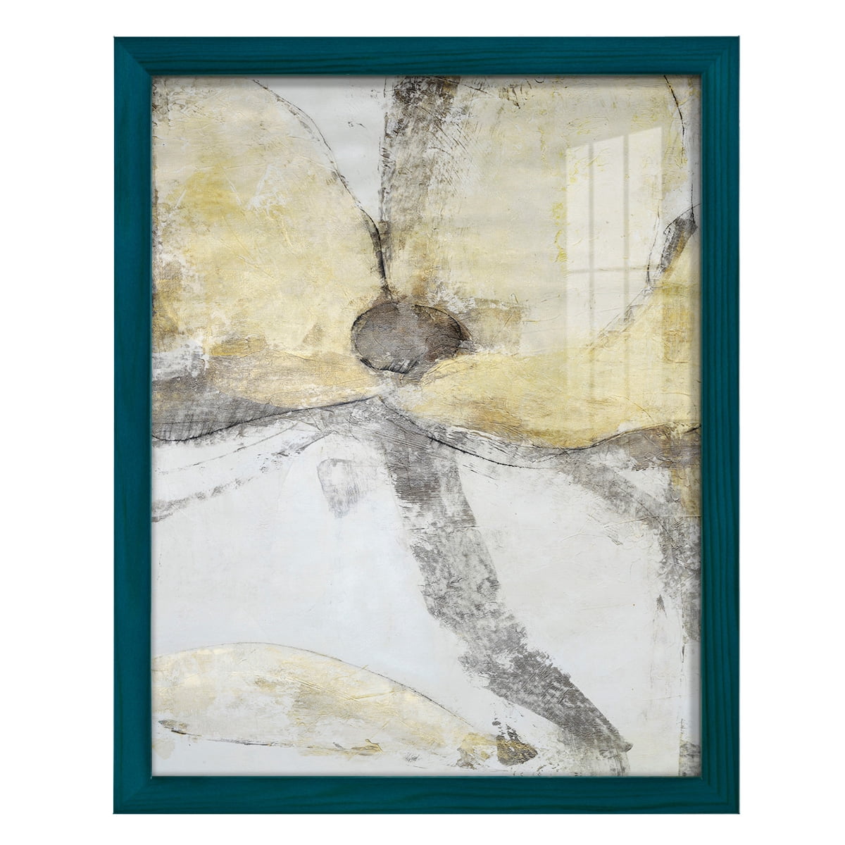 Une Fleur I - Framed Print w/glass - Ocean Blue