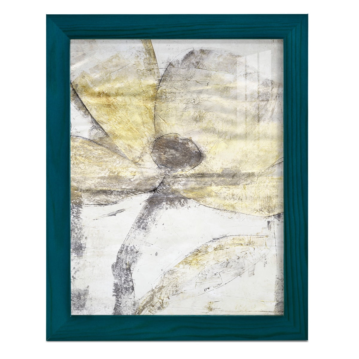 Une Fleur II - Framed Print w/glass - Ocean Blue