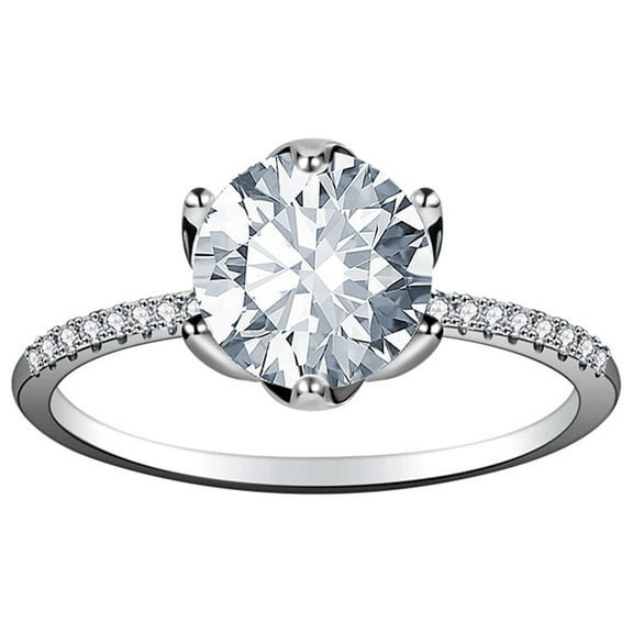 UneDouce Cushion Cut Halo Engagement Rings for Women, 18K White Gold Plated Cubic Zirconia Love Promise Rings for Her, Anniversary Solitaire CZ Simulated Diamond Ring Size 7