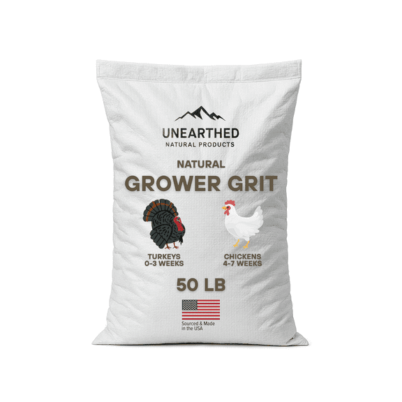 Unearthed Grower Grit Poultry Digestive Supplement, 50 lb Bag, All-Natural Crushed Granite for Chickens, Ducks, Turkeys & Game Birds, Promotes Healthy Digestion & Strong Egg Production