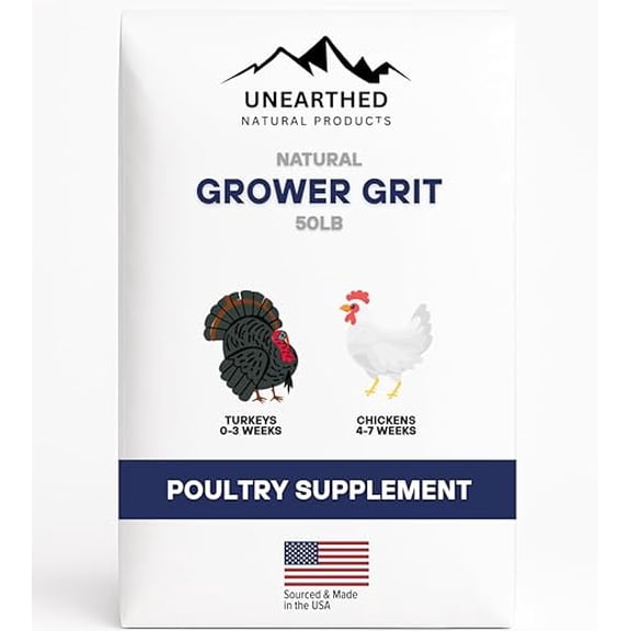 Unearthed Grower Grit Poultry Digestive Supplement, 50 lb Bag, All-Natural Crushed Granite for Chickens, Ducks, Turkeys & Game Birds, Promotes Healthy Digestion & Strong Egg Production