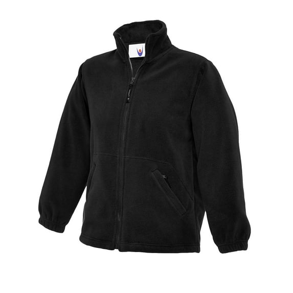 Uneek - Childrens/Kids Full Zip Micro Fleece Jacket - Half Moon Yoke - Black - Size 5/6 YRS