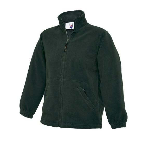 Uneek - Childrens/Kids Full Zip Micro Fleece Jacket - Half Moon Yoke - Bottle Green - Size 5/6 YRS
