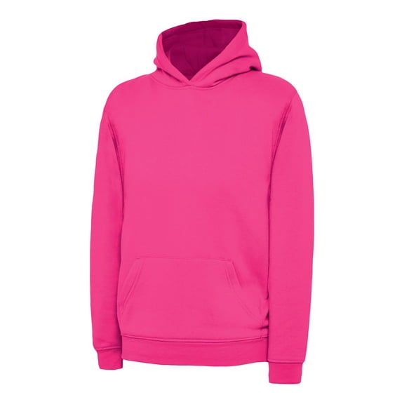 Uneek - Childrens/Kids Hooded Sweatshirt/Jumper - 50% Polyester 50% Cotton - Hot Pink - Size 5/6 YRS