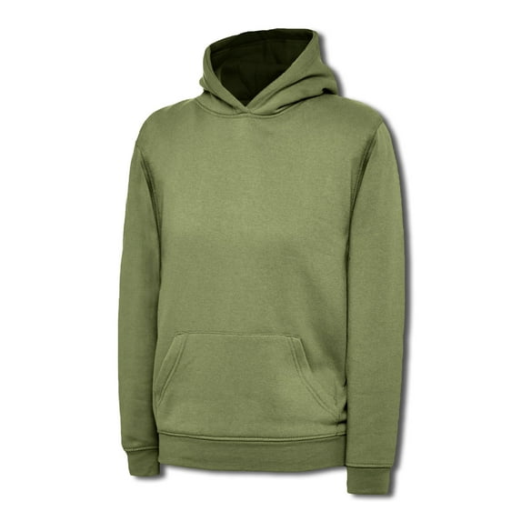 Uneek - Childrens/Kids Hooded Sweatshirt/Jumper - 50% Polyester 50% Cotton - Military Green - Size 5/6 YRS