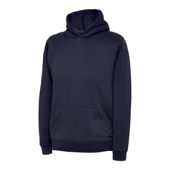 Uneek - Childrens/Kids Hooded Sweatshirt/Jumper - 50% Polyester 50% Cotton - Navy - Size 2 YRS